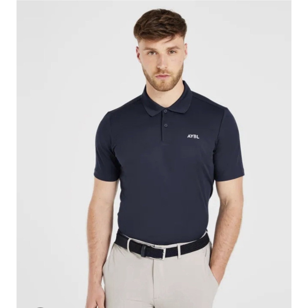 AYBL Performance Collarless‎ Seamless Polo Navy Blue XL Designed In Uk NWT